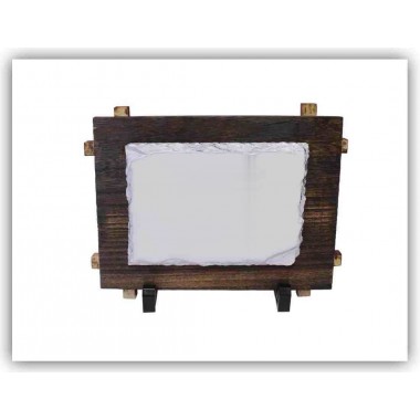 Portaretratos rectangular con marco de madera chico Sublimarts 12x17 cm