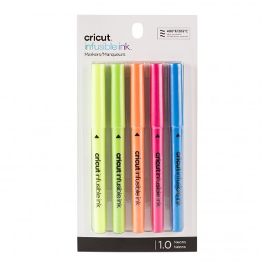 Set de 5 bolígrafos marcadores neón punto medio 1.0 de tinta infusible Cricut