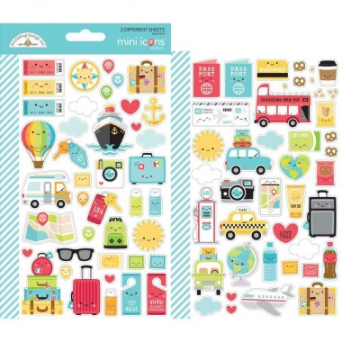 Calcomanías decorativas Mini Icons Stickers I Love Travel Doodlebug | 6376