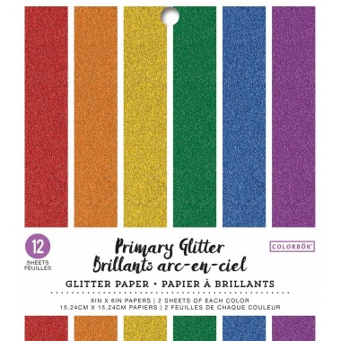Papel Glitter Primarios 6X6 pulg 12pzas | 74035