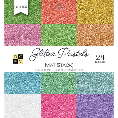 Cartulina Glitter Pastel 6x6 pulg 24pz | PS-006-00119