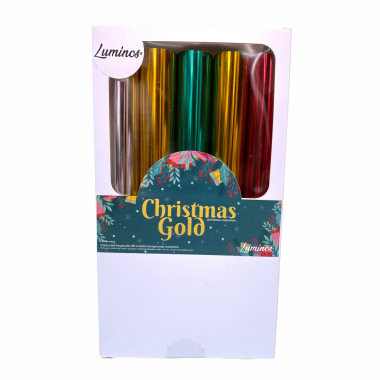 Paquete 5 rollos de Foil Luminos Christmas Gold